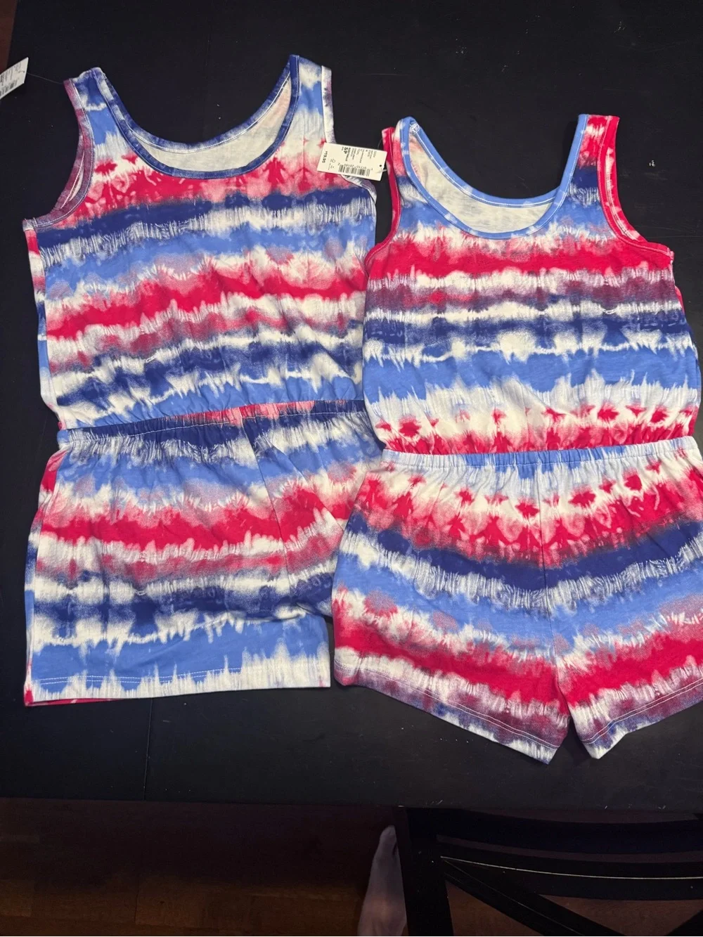 The Children's Place Red, White & Blue Tie-Dye Romper- NWT sm and med